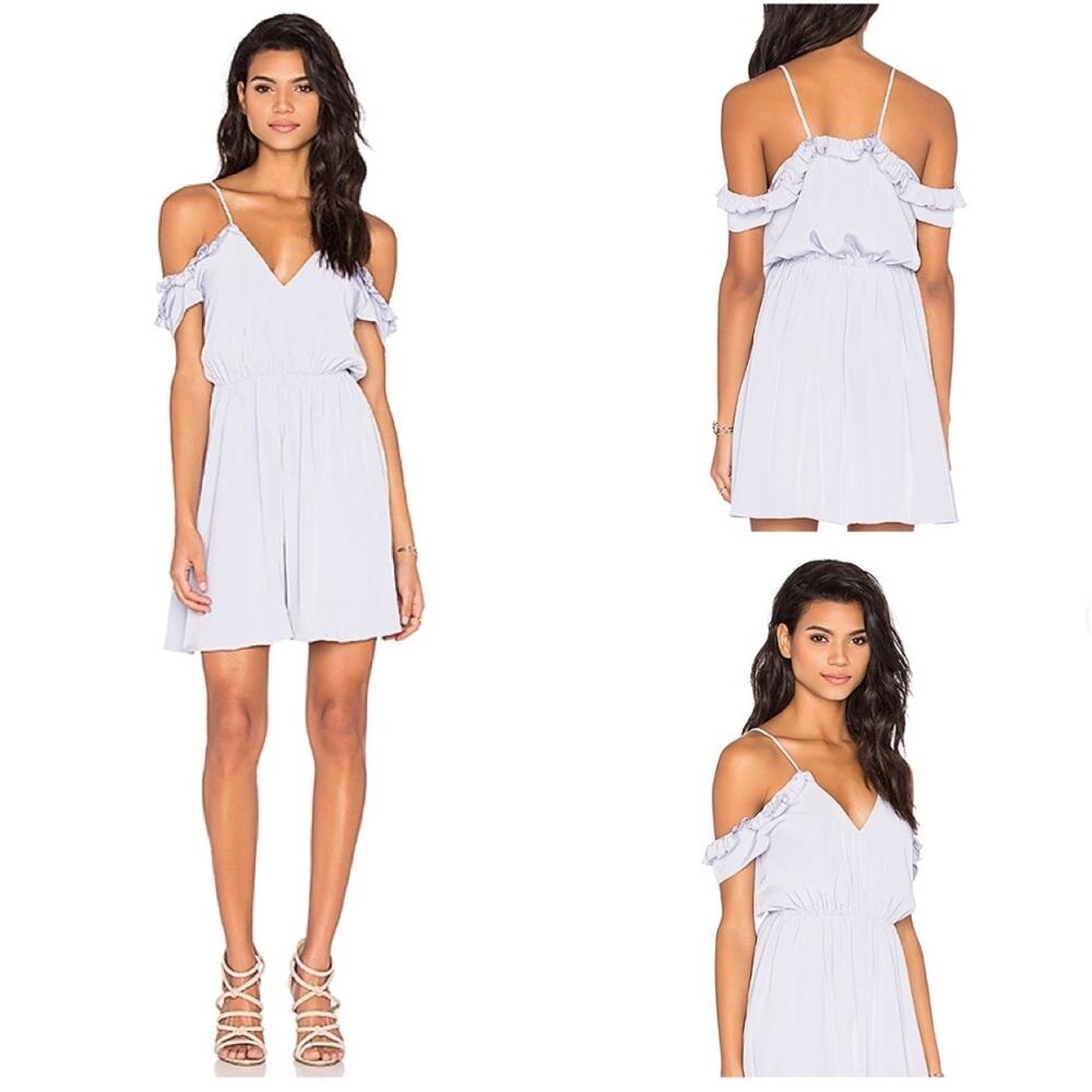 Revolve Assali Tara Lavender Off-Shoulder Ruffle Sleeve Cocktail Dress Size L